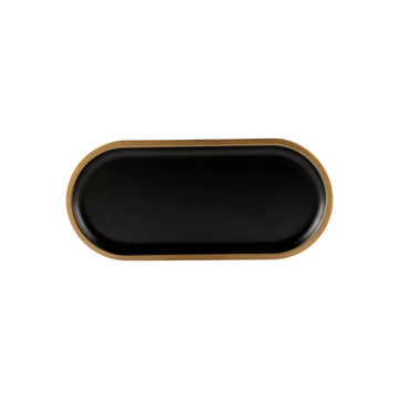 Elite Global Solutions B251127 Kobe Black Melamine Plate, 5 7/8" x 12 5/8", 6/Case - Black Gold