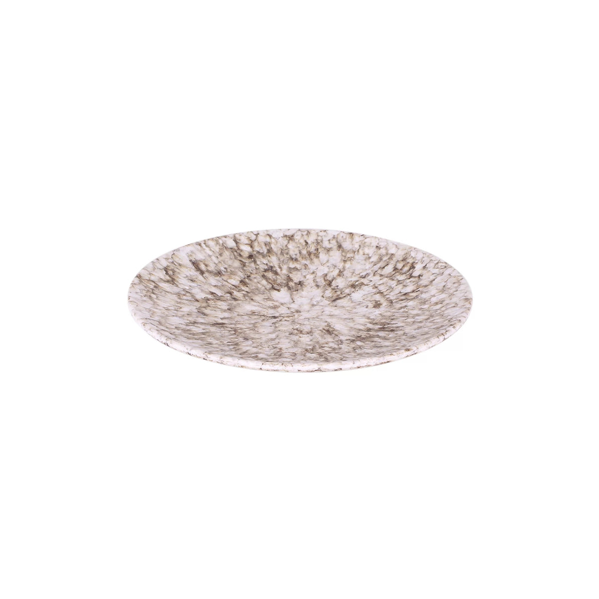 Elite Global Solutions B379103 Hermosa Black Melamine Plate, 1 1/4" High, 6/Case - Brown White