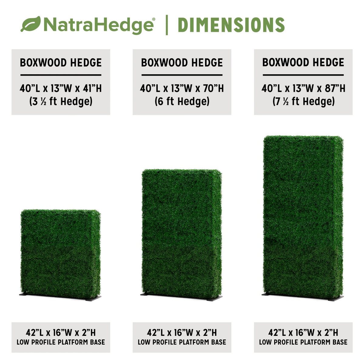 NatraHedge 1250-Boxwood LDPE Plastic Freestanding Hedge, 13" x 40", Green - photo 3