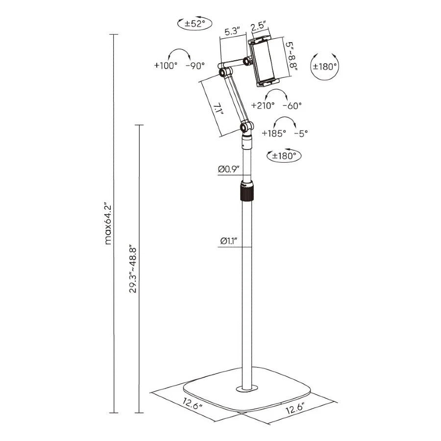 Kantek TS830 Metal Floor Stand, 12 5/8" Wide, Black - photo 3