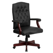 Flash Furniture 801L-LF0005-BK-LEA-GG Office Chair, 26" Wide, Black - Default Title