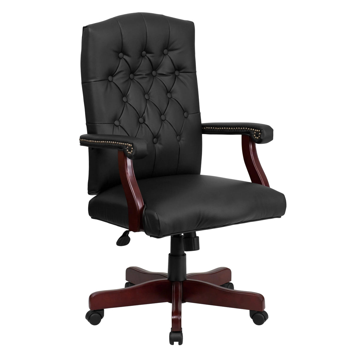 Flash Furniture 801L-LF0005-BK-LEA-GG Office Chair, 26" Wide, Black - Default Title