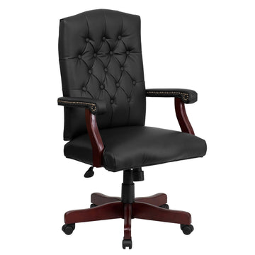 Flash Furniture 801L-LF0005-BK-LEA-GG Office Chair, 26" Wide, Black - Default Title