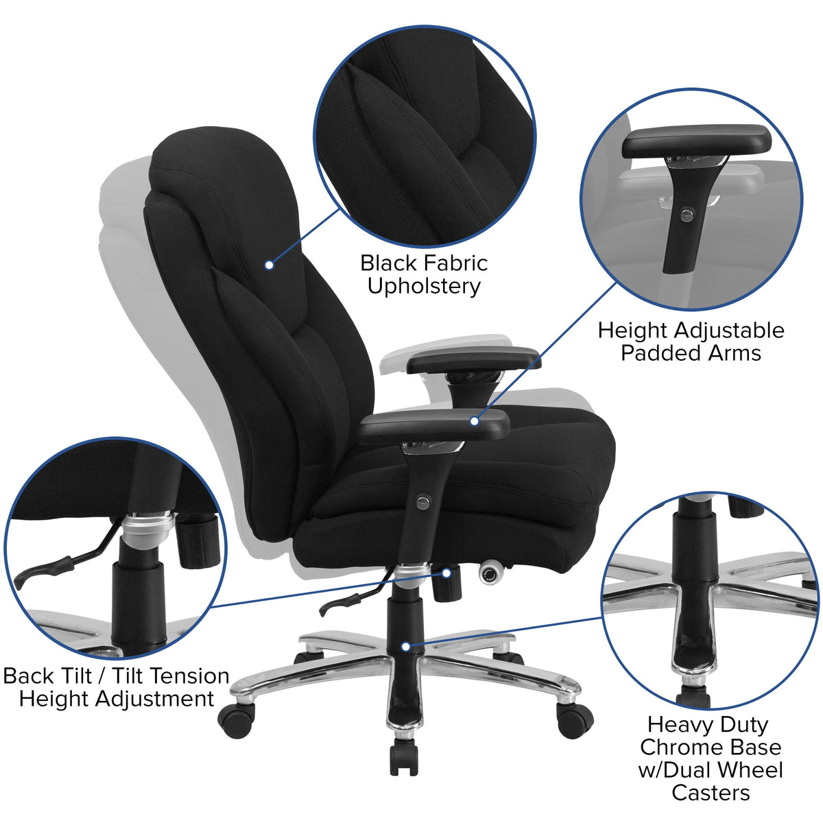 Flash Furniture GO-2085-LEA-GG Office Chair, 32 3/4" Wide, Black - photo 3