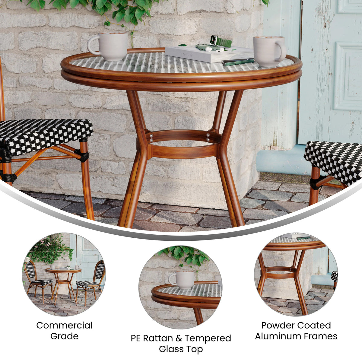 Flash Furniture SDA-AD641012-80 Lourdes Bistro Table, 200 lb. Capacity - photo 3