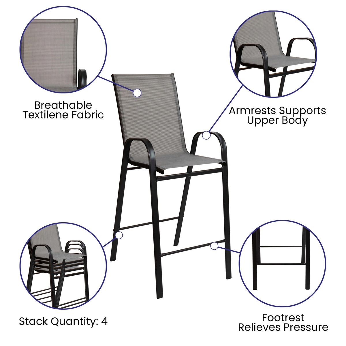 Flash Furniture 2-JJ-092H Bar Stool, 22" Wide, 2/Set - photo 4