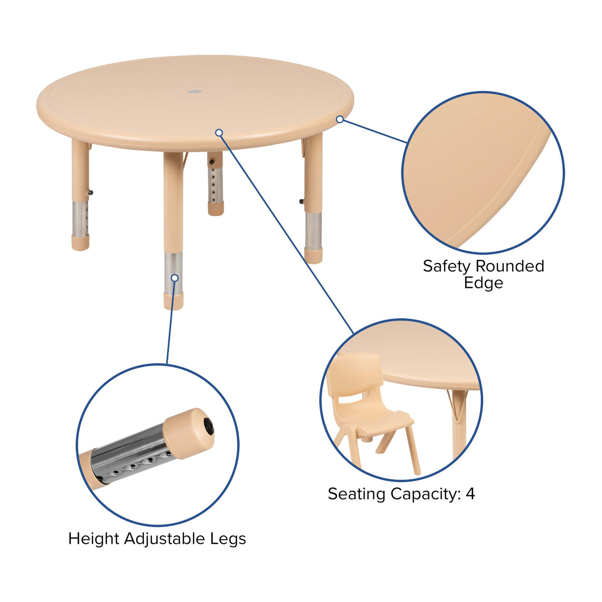 Flash Furniture YU-YCX Plastic Table, 220 lb. Capacity - photo 4