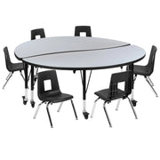 Flash Furniture XU-GRP-12CH-A60-HCIRC Activity Table, 60" Diameter - Black Gray