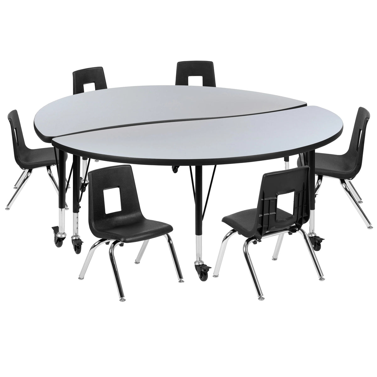Flash Furniture XU-GRP-12CH-A60-HCIRC Activity Table, 60" Diameter - Black Gray