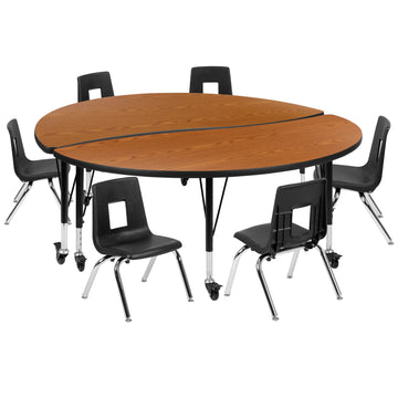 Flash Furniture XU-GRP-12CH-A60-HCIRC Activity Table, 60" Diameter - Black Brown