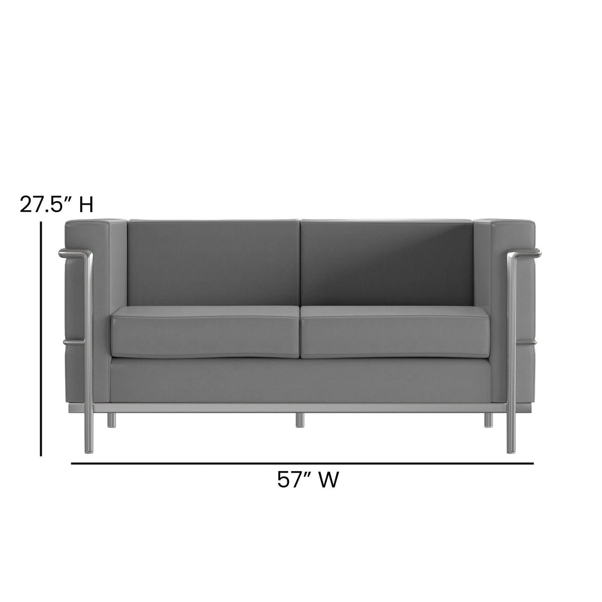 Flash Furniture ZB-REGAL-810-2-LS-GY-GG Loveseat, 57" Wide, Gray - photo 7