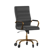 Flash Furniture GO-2286H-BK Office Chair, 26" Wide, Black - GO-2286H-BK-GLD-RLB-GG