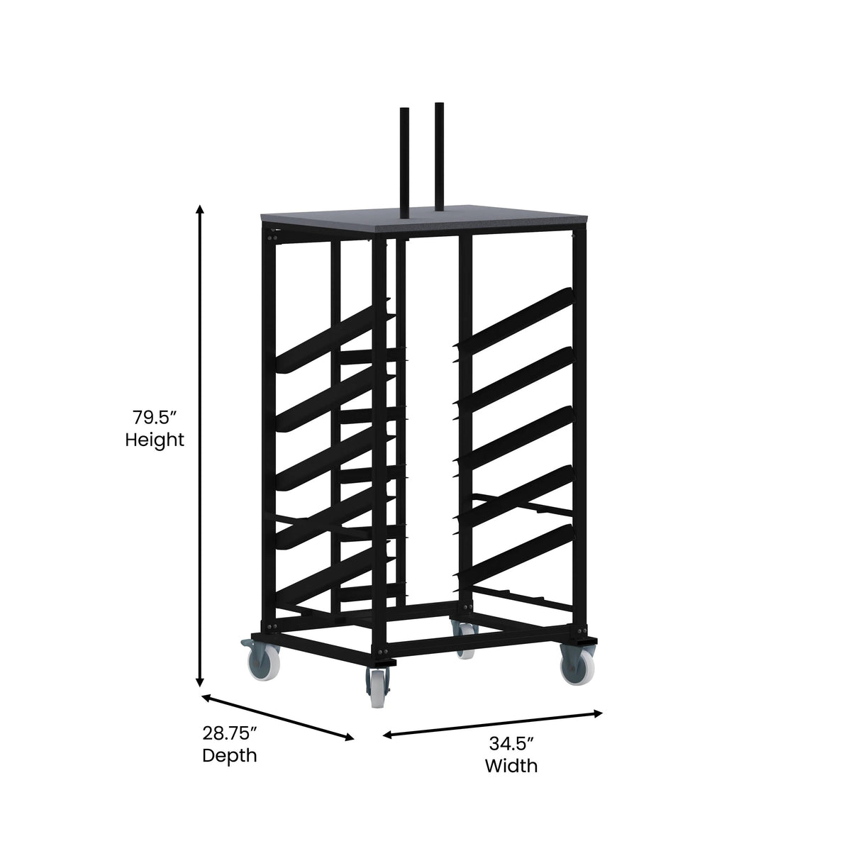 Flash Furniture Powder Coated Steel Table Dolly, 10 Tables, Black - photo 3