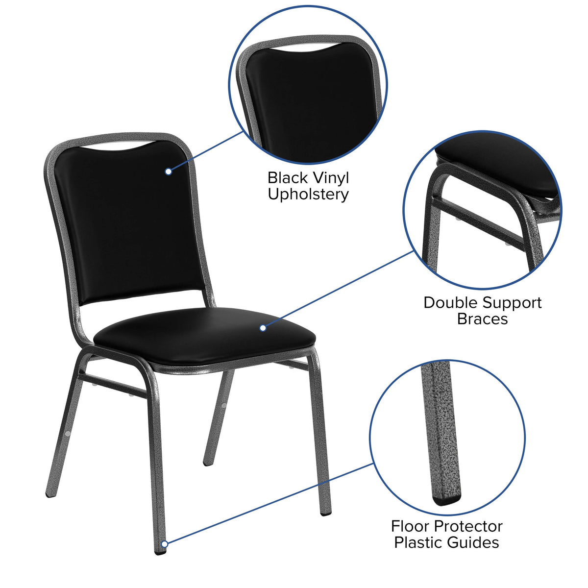 Flash Furniture NG-108-SV-BK-VYL-GG Banquet Chair, 17 3/4" Wide - photo 3