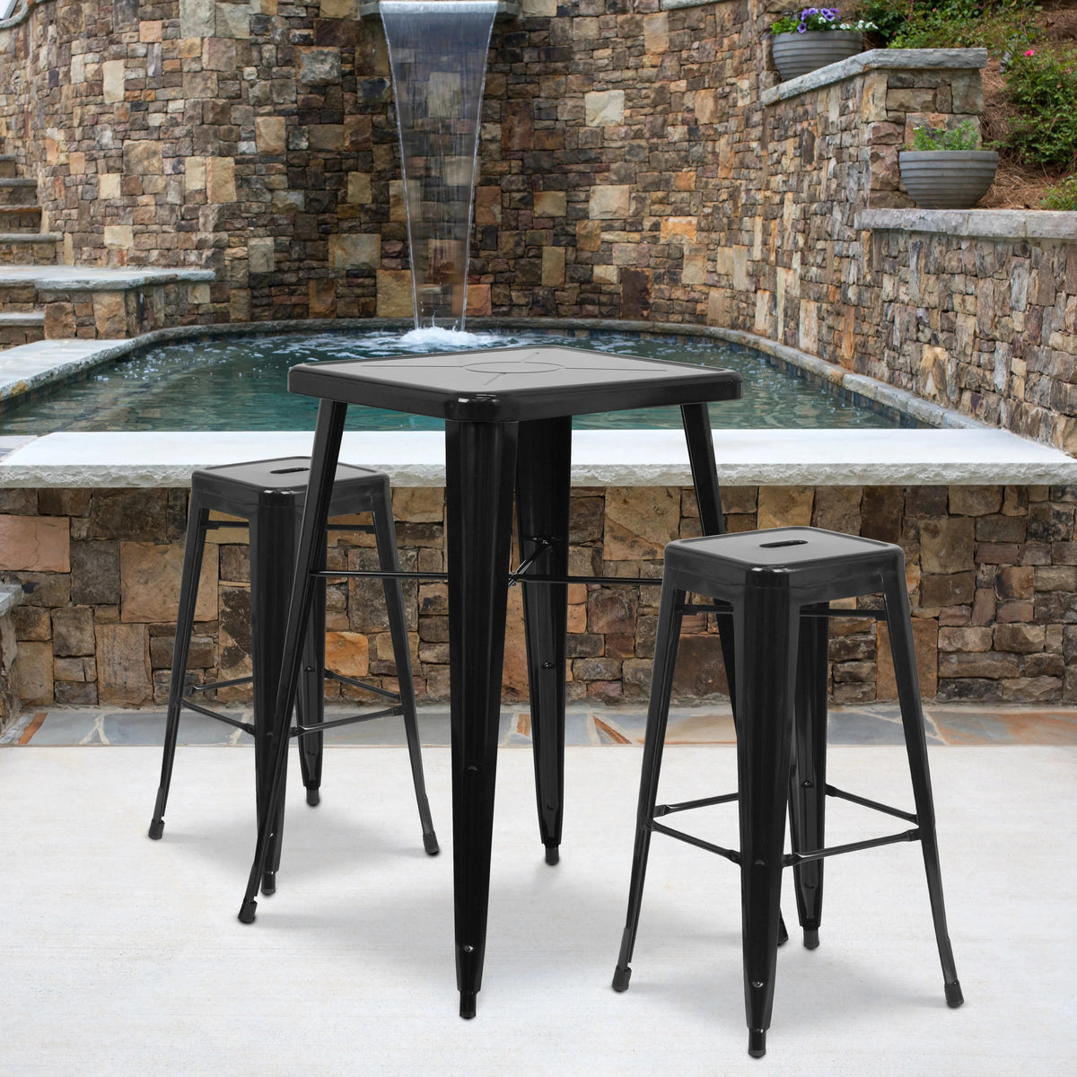 Flash Furniture CH-31330B-2-30SQ-BK-GG Table, 27 3/4" Wide, Black - photo 2