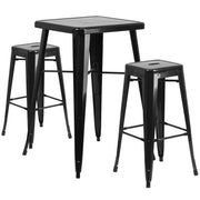 Flash Furniture CH-31330B-2-30SQ-BK-GG Table, 27 3/4" Wide, Black - Default Title