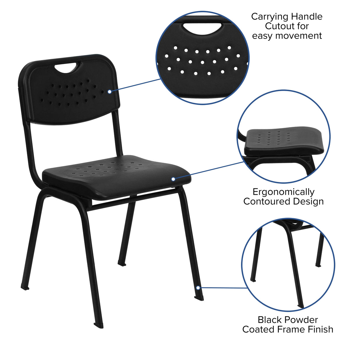 Flash Furniture RUT-GK01-BK-GG Chair, 16 1/4" Wide, Black - photo 3