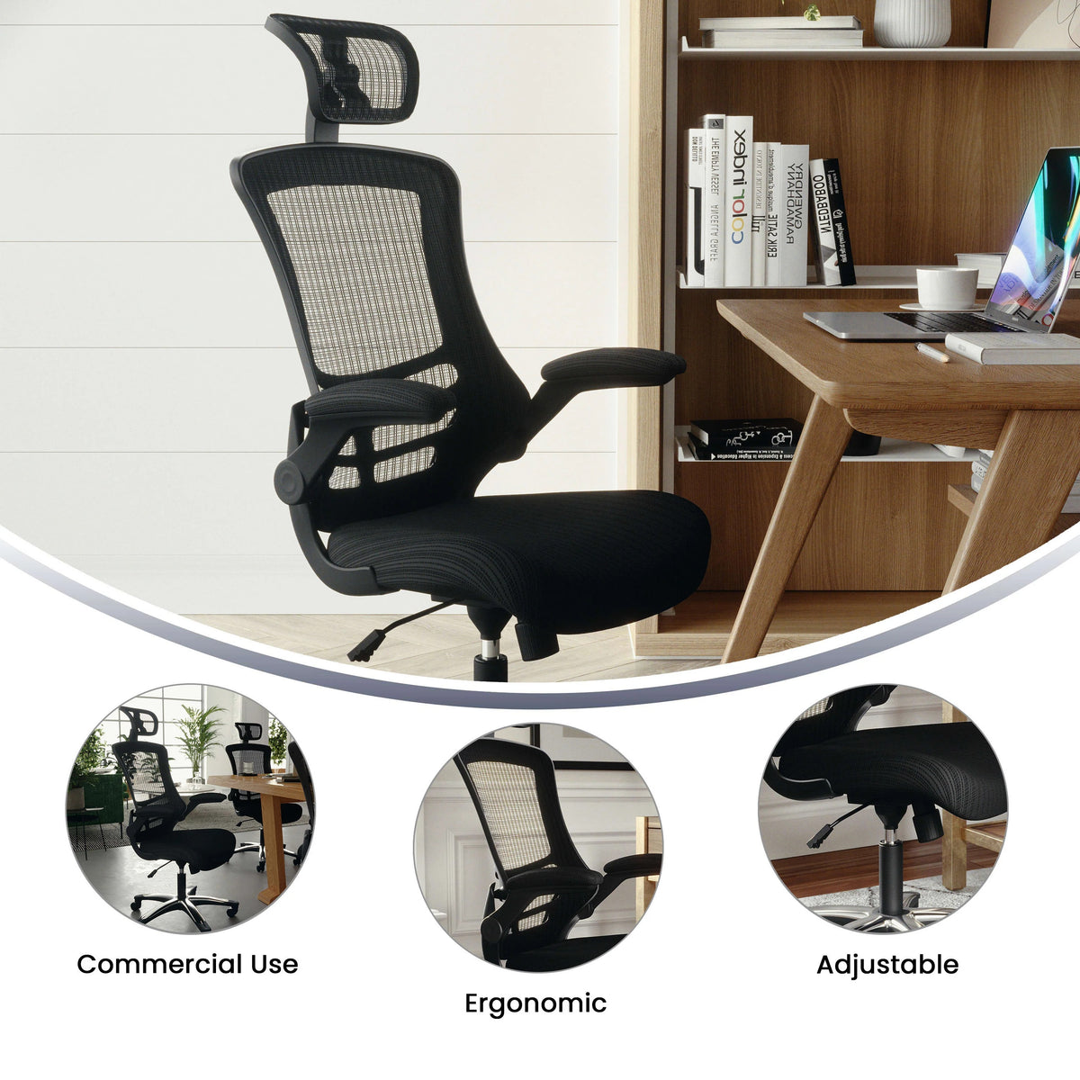 Flash Furniture BL-X-5H-GG Office Chair, 25 1/2" Wide, Black - photo 4