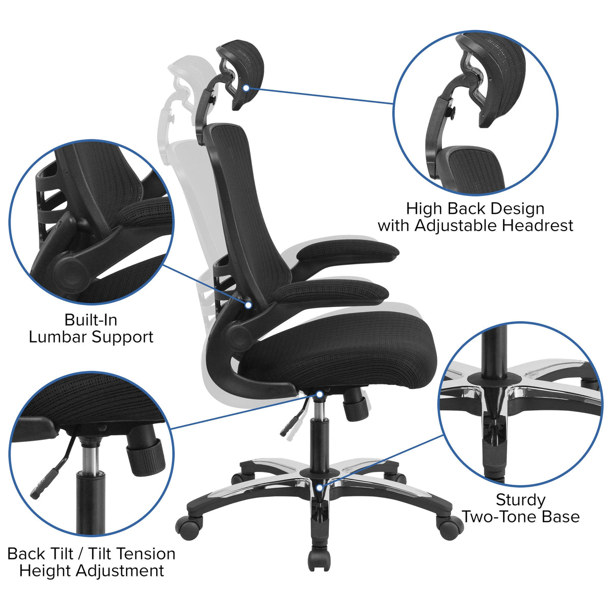 Flash Furniture BL-X-5H-GG Office Chair, 25 1/2" Wide, Black - photo 6