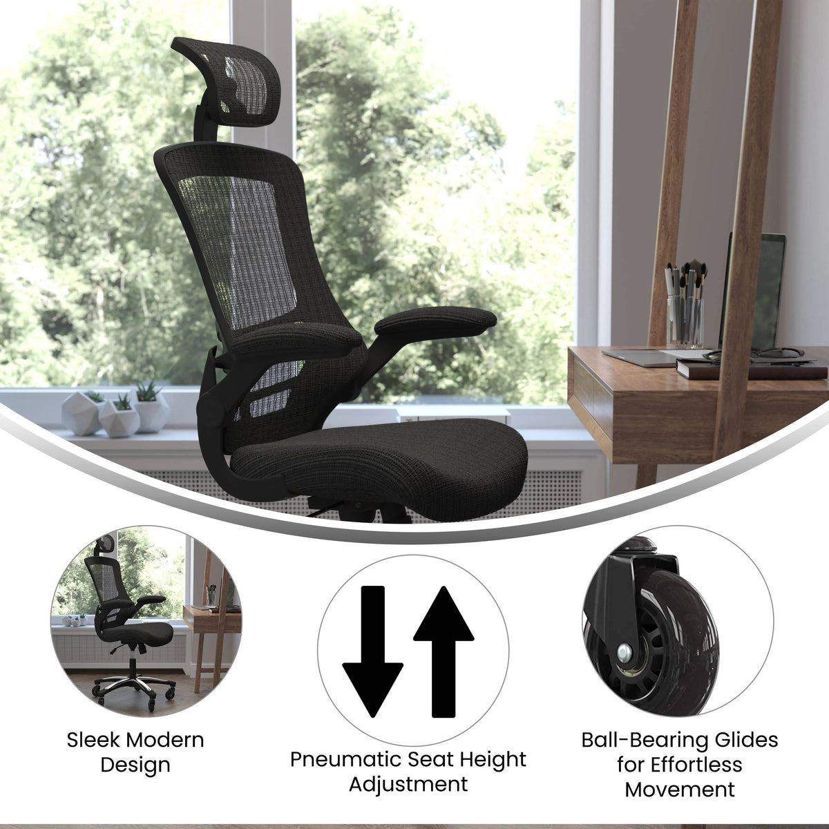 Flash Furniture BL-X-5H-RLB-GG Office Chair, 25 1/2" Wide, Black - photo 3