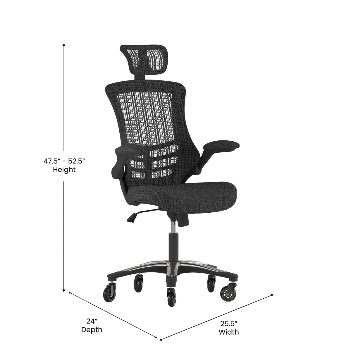 Flash Furniture BL-X-5H-RLB-GG Office Chair, 25 1/2" Wide, Black - photo 4
