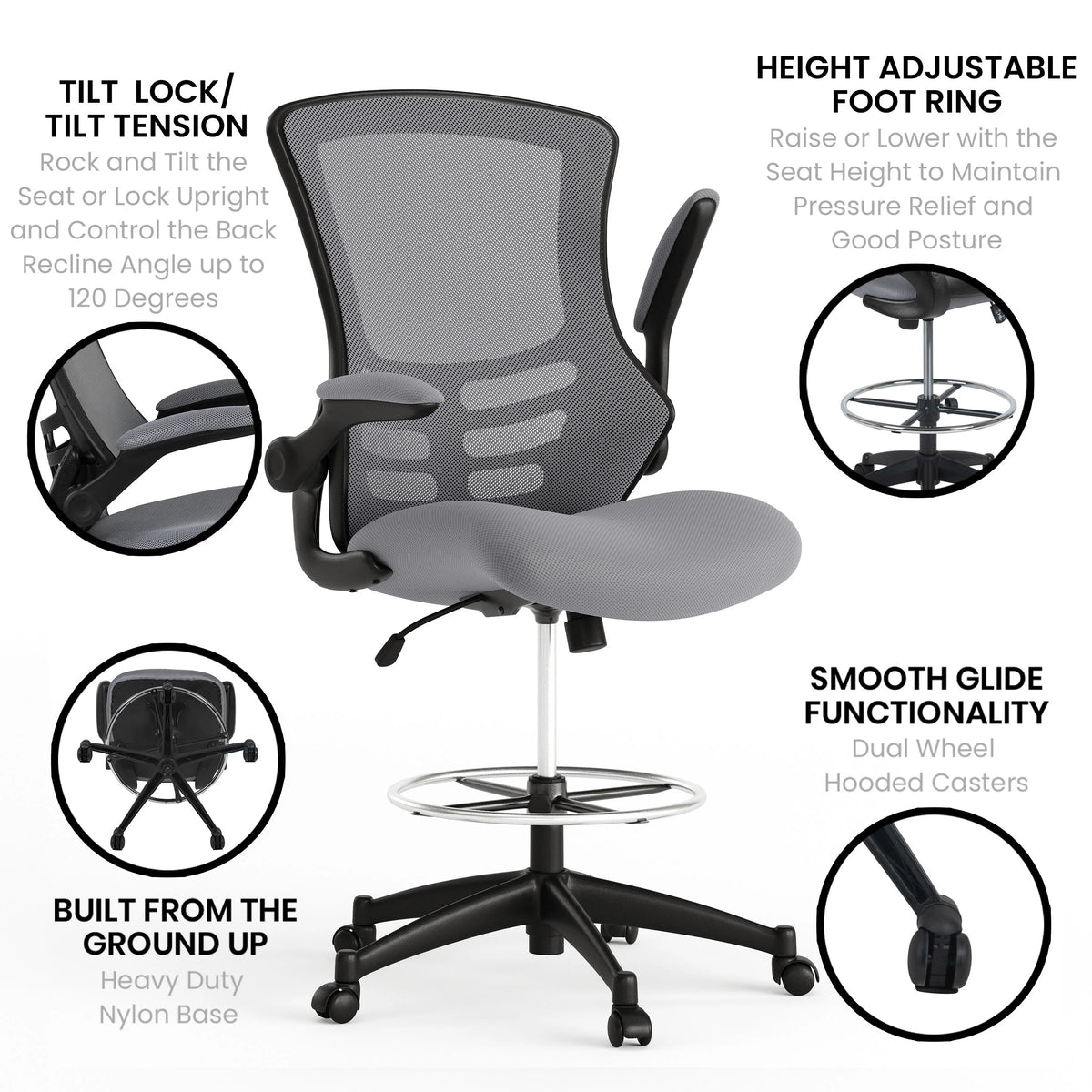 Flash Furniture BL-X-5M-D Drafting Stool, 24 1/2" Wide - photo 3