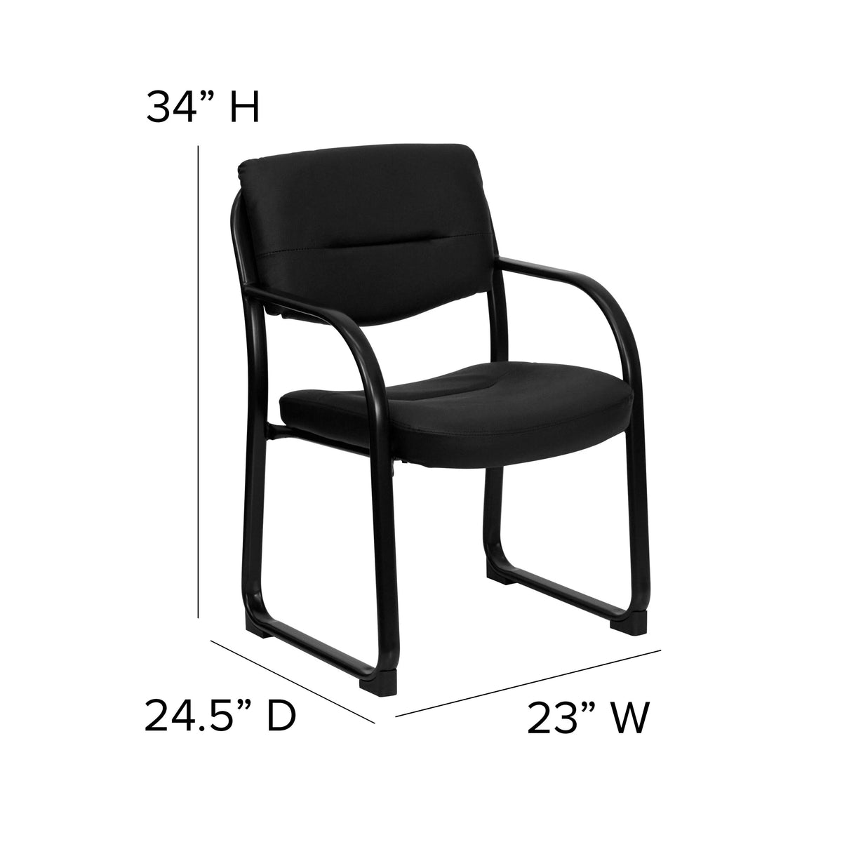 Flash Furniture BT-510-LEA-BK-GG Chair, 23" Wide, Black - photo 4