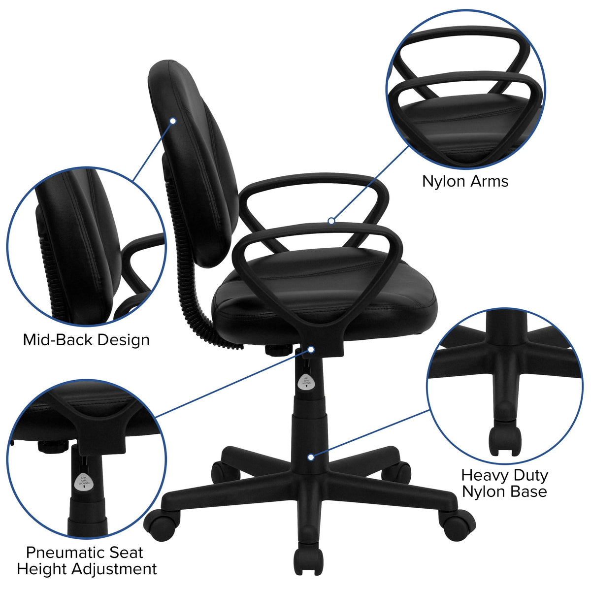 Flash Furniture BT-688-BK-A-GG Task Chair, 23 1/2" Wide, Black - photo 3