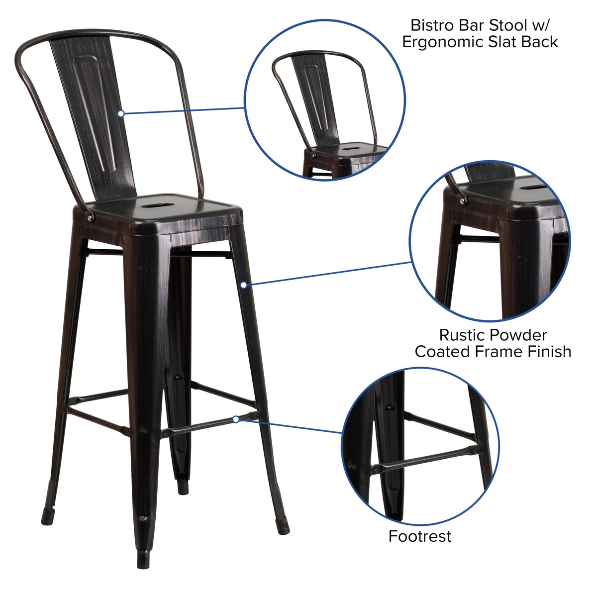Flash Furniture CH-31320-30GB Bar Stool, 17 3/4" Wide - photo 2