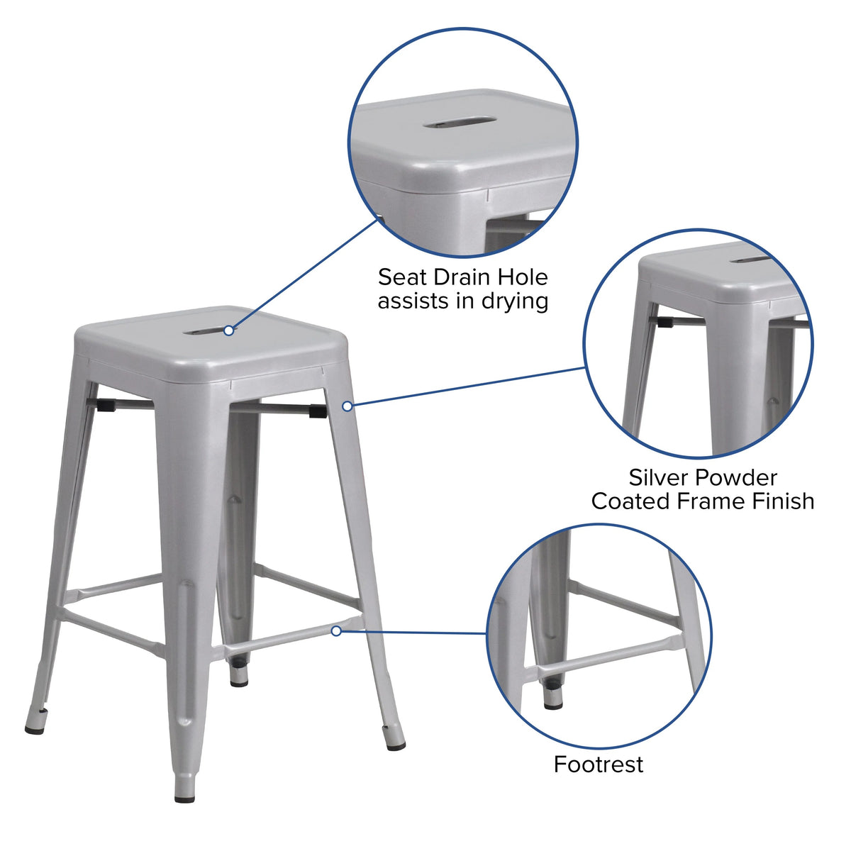 Flash Furniture CH-31320-24-BQ-GG Stool, 16" Wide - photo 3