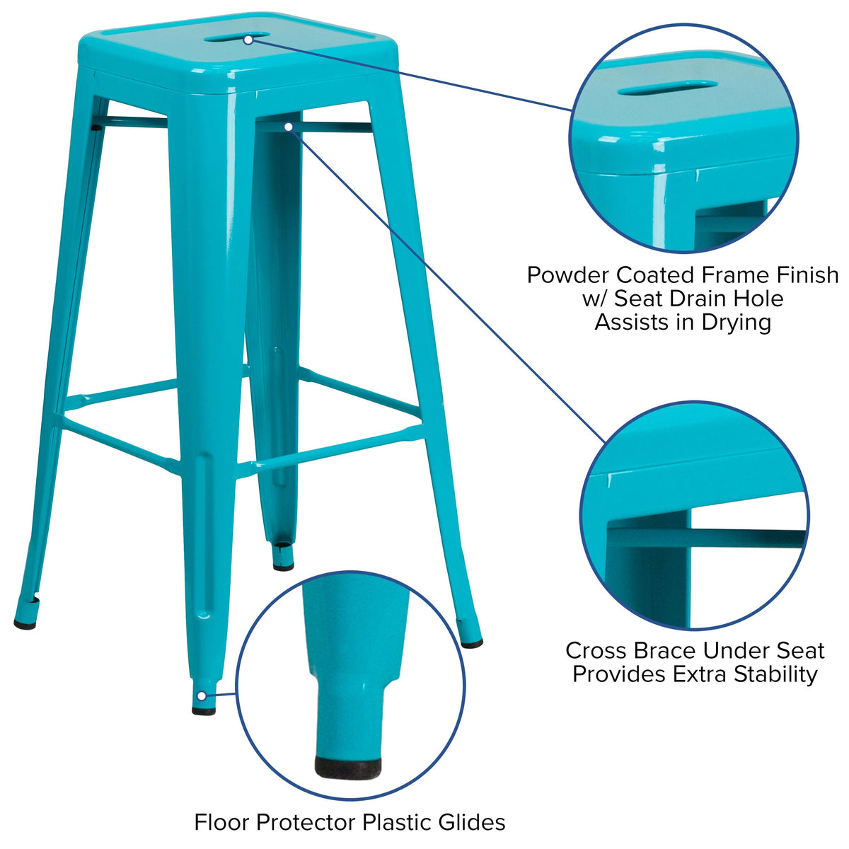 Flash Furniture CH-31320-30-BQ-GG Bar Stool, 17" Wide - photo 2