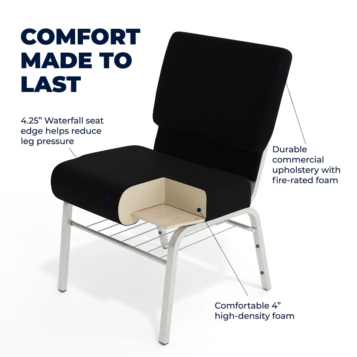 Flash Furniture XU-CH0221 Church Chair, 21 1/4" Wide - photo 3
