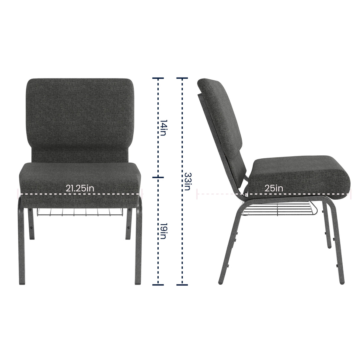 Flash Furniture FD-CH0221-4-SV Church Chair, 21 1/4" Wide - photo 5