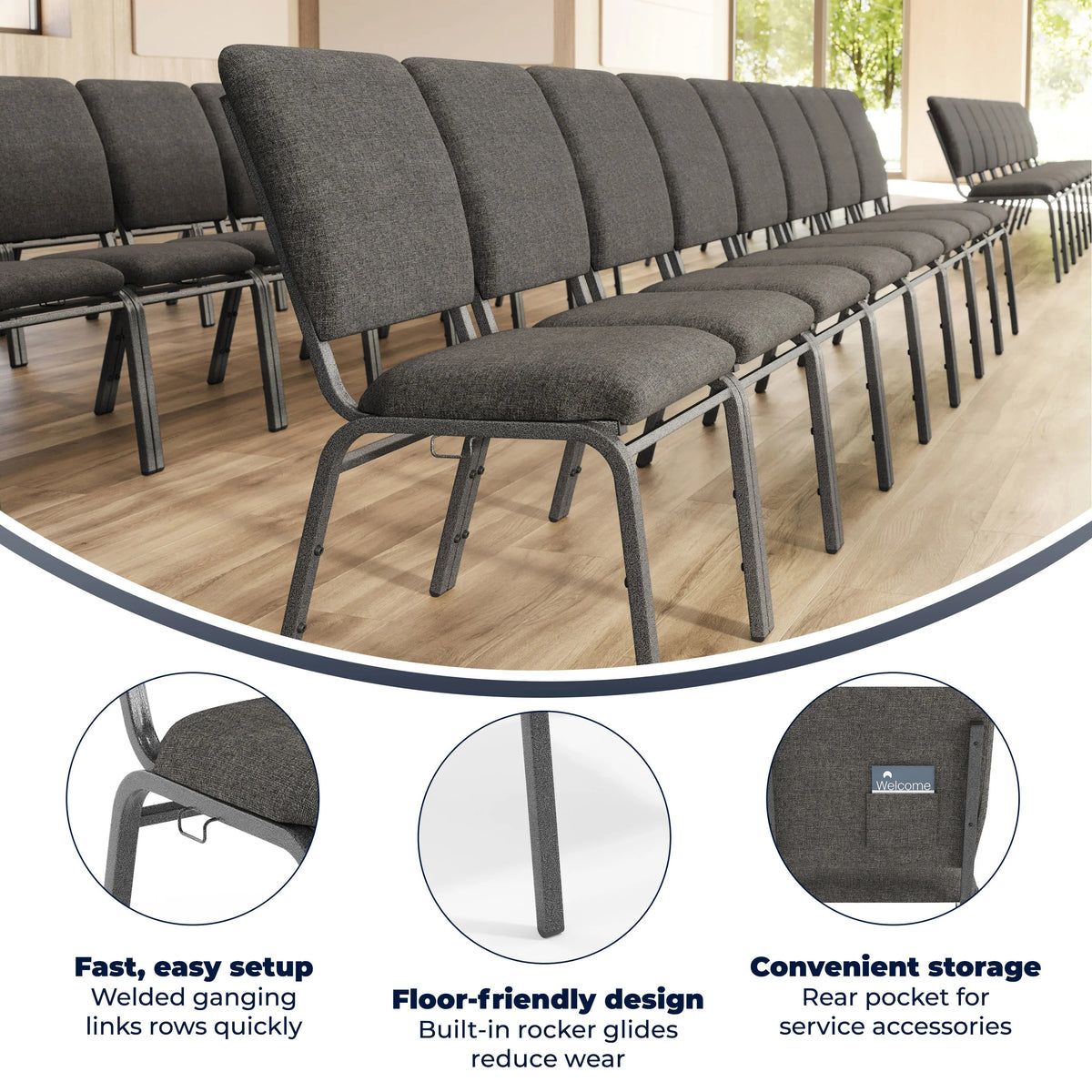 Flash Furniture SEPCHT185 Church Chair, 18 1/2" Wide - photo 2