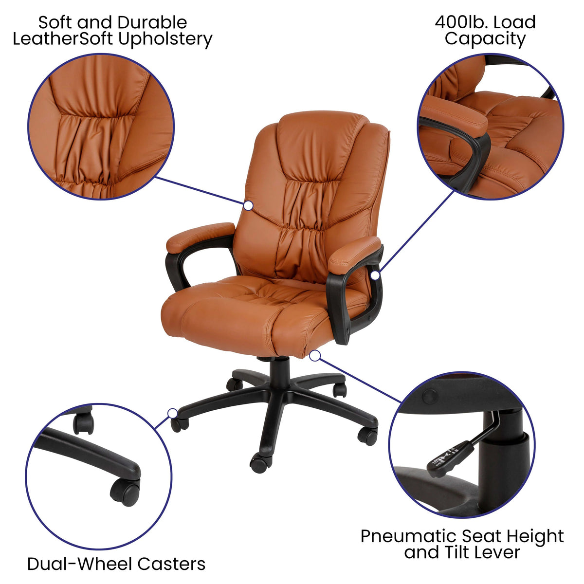 Flash Furniture CX-1179H-BR-GG Fundamentals Office Chair, 28 3/4" Wide, Brown - photo 3