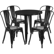Flash Furniture CH-51090TH-4-18CAFE Table, 30" Diameter - Black Standard Height