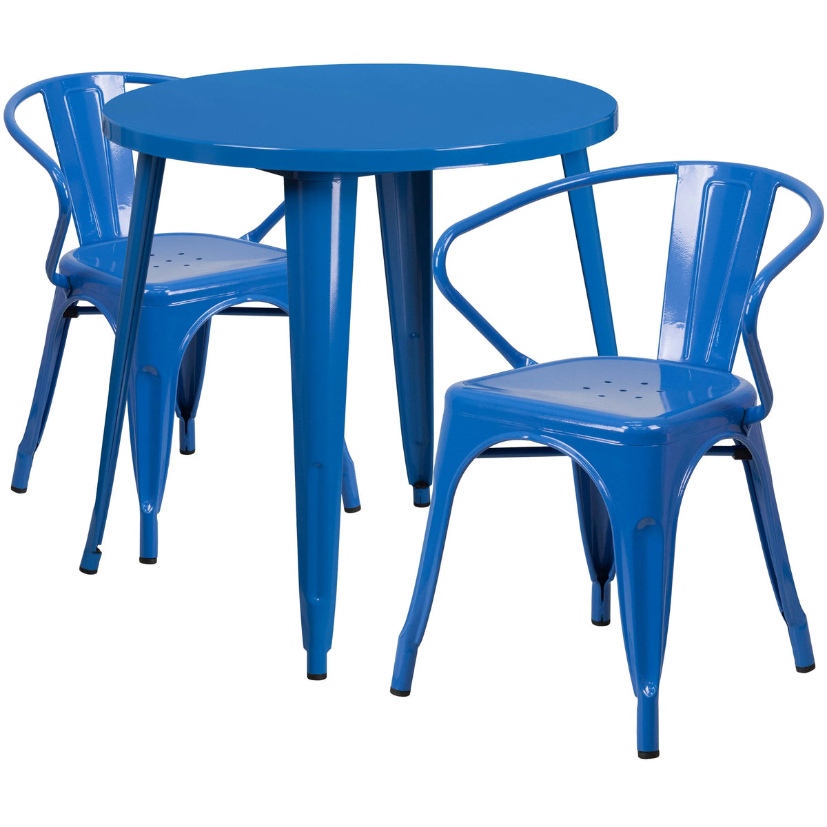 Flash Furniture CH-51090TH-2-18ARM Table, 29 1/2" Diameter - Blue Standard Height