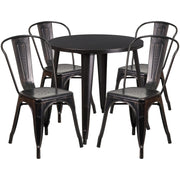 Flash Furniture CH-51090TH-4-18CAFE Table, 30" Diameter - Black-Antique Gold Standard Height