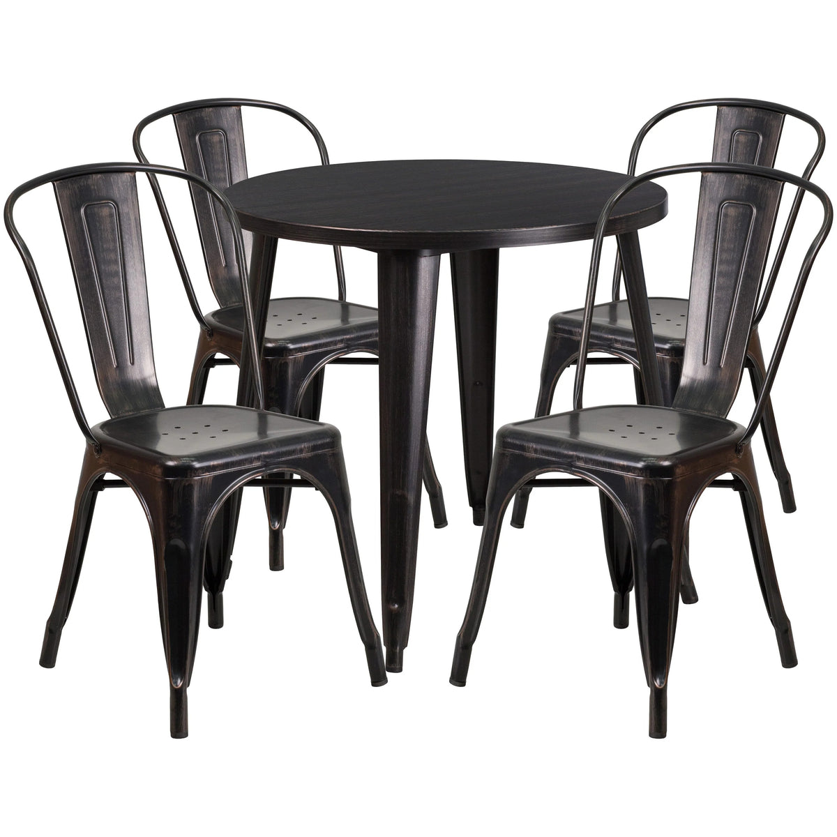 Flash Furniture CH-51090TH-4-18CAFE Table, 30" Diameter - Black-Antique Gold Standard Height
