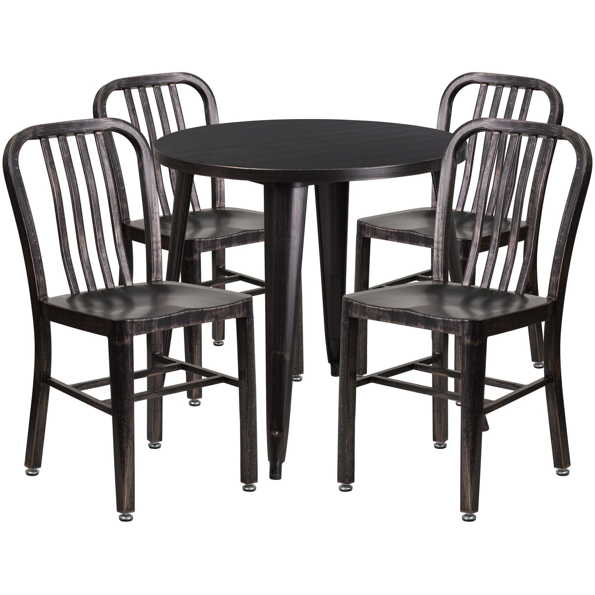 Flash Furniture CH-51090TH-4-18VRT Table, 30" Diameter - Black-Antique Gold