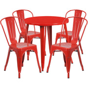Flash Furniture CH-51090TH-4-18CAFE Table, 30" Diameter - Red Standard Height