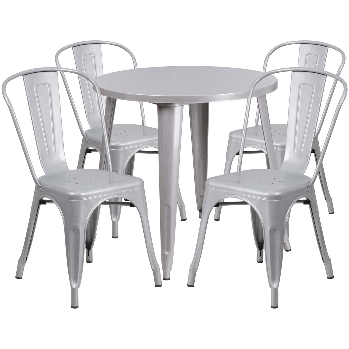 Flash Furniture CH-51090TH-4-18CAFE Table, 30" Diameter - Silver Standard Height