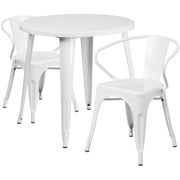 Flash Furniture CH-51090TH-2-18ARM Table, 29 1/2" Diameter - White Standard Height