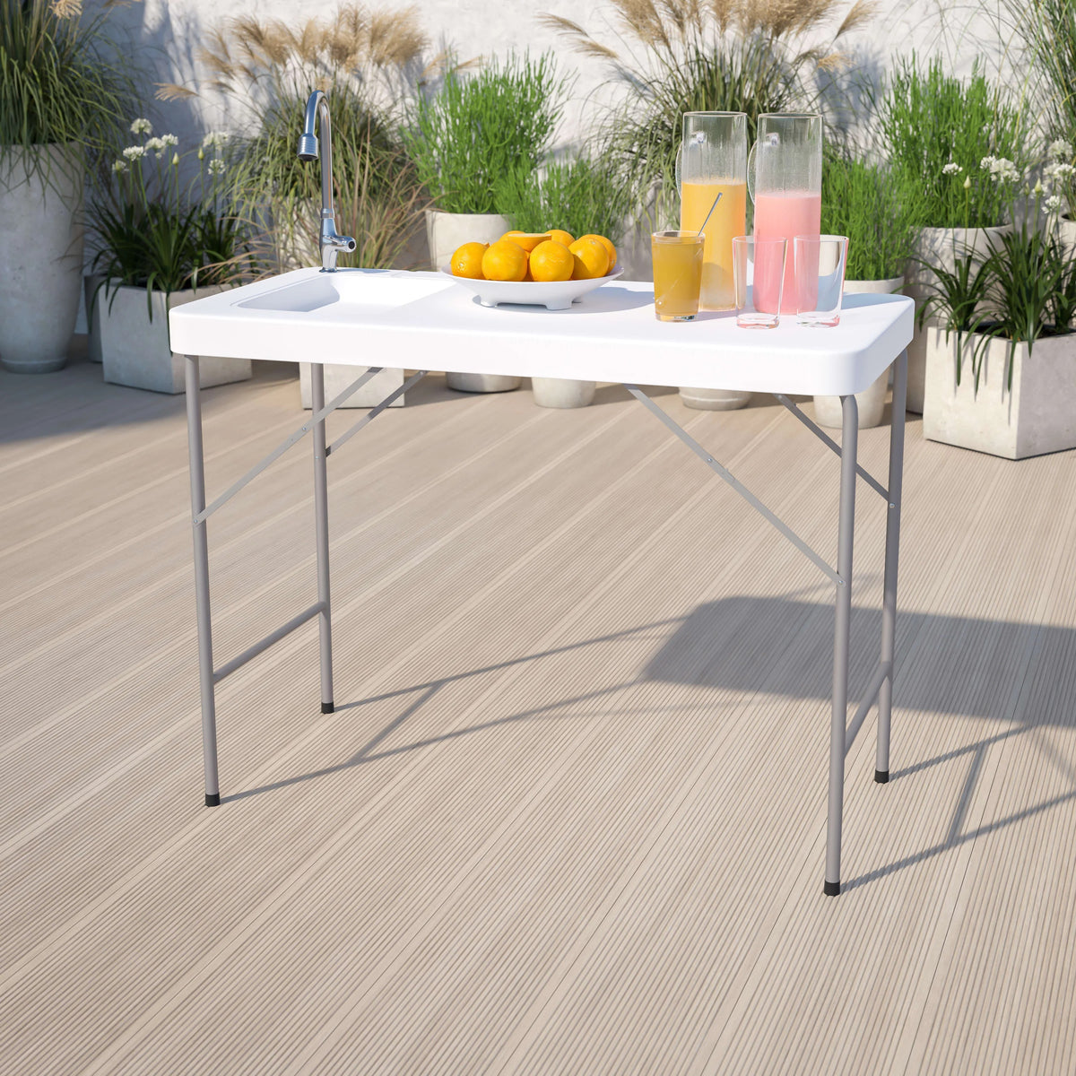 Flash Furniture DAD-PYZ-116-GG Folding Table, 23" x 45", White - photo 2