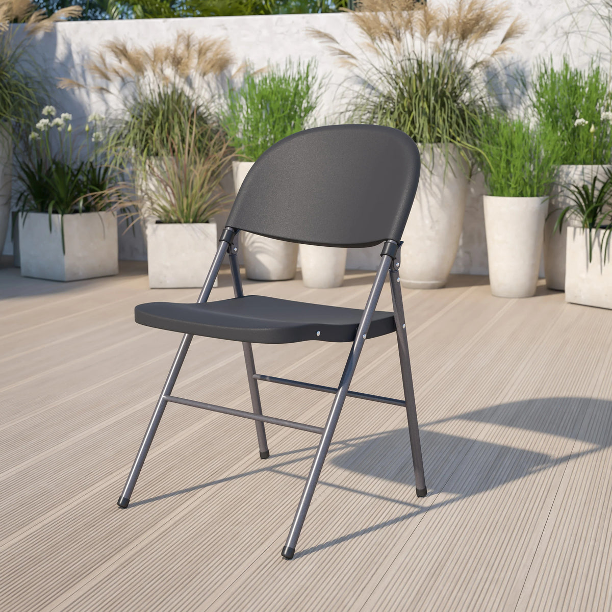 Flash Furniture DAD-YCD-50-GG Plastic Folding Chair, 19 1/4" Wide, Black - photo 2