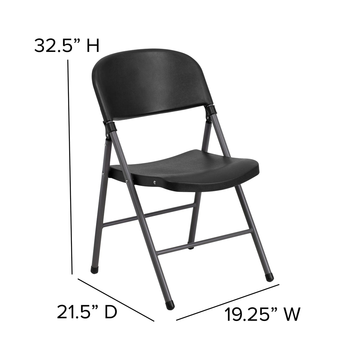 Flash Furniture DAD-YCD-50-GG Plastic Folding Chair, 19 1/4" Wide, Black - photo 4