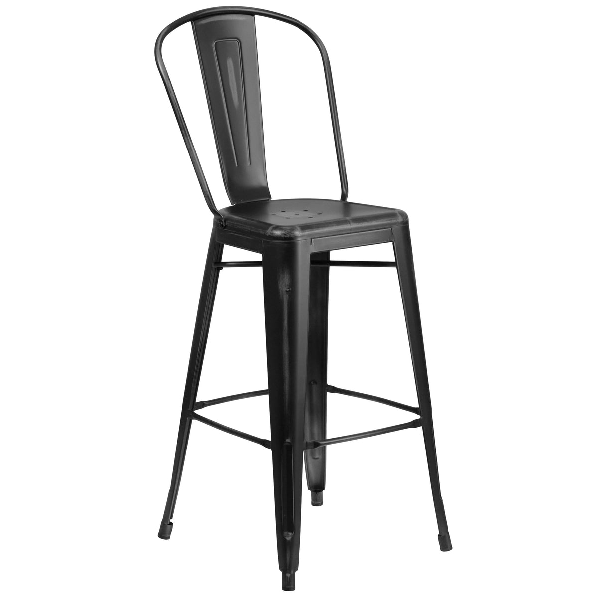 Flash Furniture Bar Stool, 18" Wide - Distressed Black