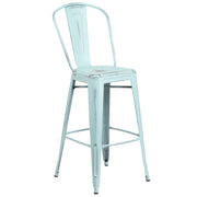 Flash Furniture Bar Stool, 18" Wide - Distressed Green Blue