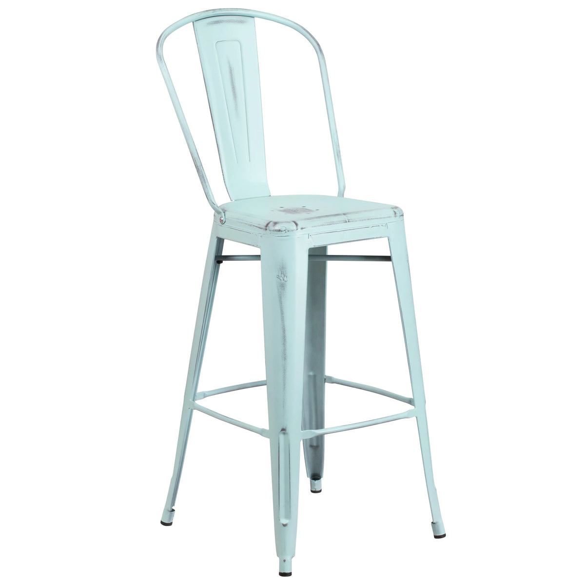 Flash Furniture Bar Stool, 18" Wide - Distressed Green Blue