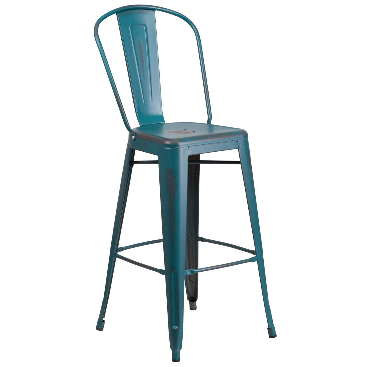 Flash Furniture Bar Stool, 18" Wide - Distressed Kelly Blue-Teal